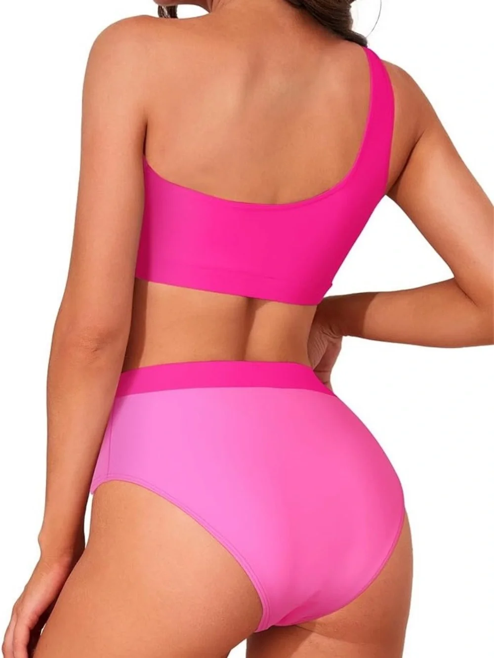 Set Pink One-Shoulder High-Waist Swim 💕